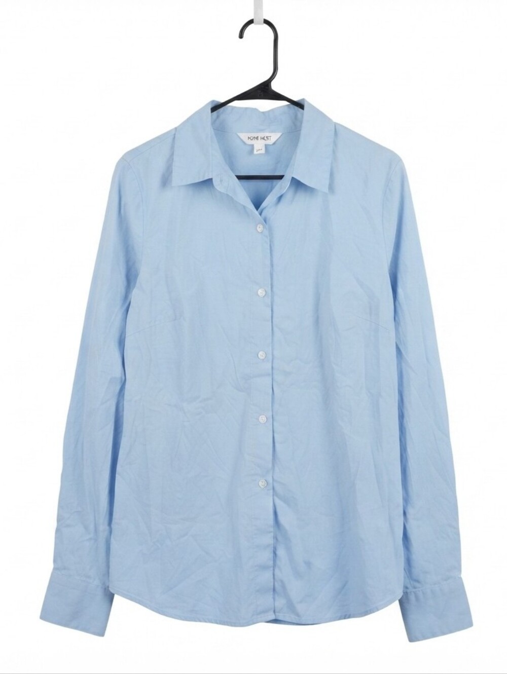 Nine West Women's Button Down Shirt Size L Light Blue Collared Long Sleeve Top